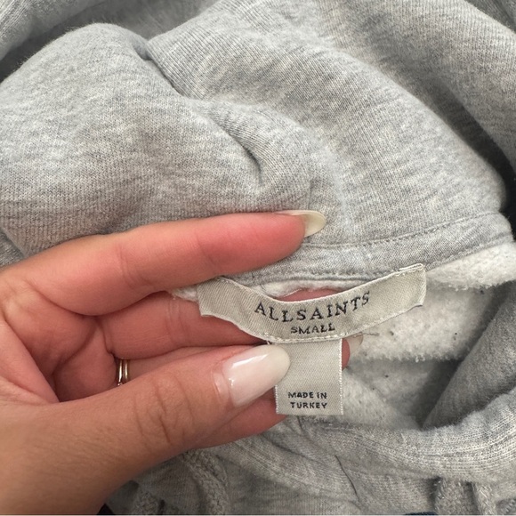 All Saints allsaints  gray marl talon pullover embroidered hoodie Size small - Picture 10 of 12